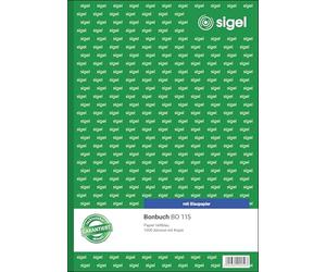 Sigel bo115 billet livre A4 2 x 50 feuilles 1000 tickets avec papier carbone bleu
