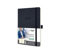 SIGEL C2024 Agenda semainier et carnet 2020 Conceptum, couverture souple, 13,5 x 21 cm, noir