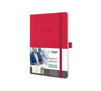 SIGEL C2034 Agenda semainier 2020 Conceptum, couverture souple ,13,5 x 21 cm, rouge