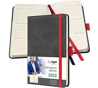 SIGEL C2258 Agenda semainier 2022 Conceptum, couverture rigide, 9,5 x 15 cm, motif Vintage aspect cuir gris foncé