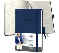 SIGEL C2263 Agenda semainier 2022 Conceptum, couverture rigide, 10,8 x 15,1 cm, bleu foncé