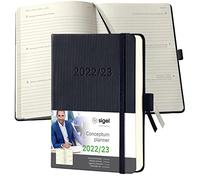 SIGEL C2302 Agenda Semainier Conceptum 2022/2023, environ A6, Noir, Hardcover, Calendrier Sur 18 Mois, 2 Pages = 1 Semaine, 240 S.