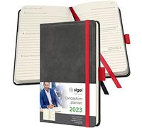 SIGEL C2358 Conceptum Agenda Semainier 2023, Motif Vintage, 9,5 X 15 cm, Hardcover, 176 S., Gris Foncé