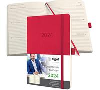 SIGEL C2434 Agenda semainier 2024, A5, couverture souple, rouge - Conceptum