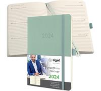 SIGEL C2438 Agenda semainier 2024, A5, couverture souple, vert - Conceptum