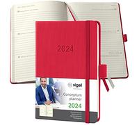 SIGEL C2465 Agenda semainier 2024, A6, couverture rigide, rouge - Conceptum