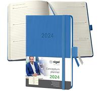 SIGEL C2469 Agenda semainier 2024, A6, couverture rigide, bleu - Conceptum