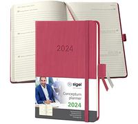 SIGEL C2471 Agenda semainier 2024, A6, couverture rigide, rouge - Conceptum