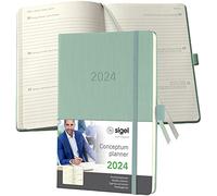 SIGEL C2472 Agenda semainier 2024, A5, couverture rigide, vert - Conceptum