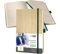 SIGEL C2474 Agenda semainier 2024, en bambou, A5, couverture rigide, beige - Conceptum