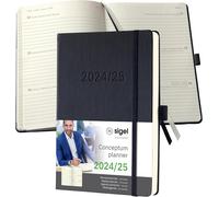 Sigel C2501 Agenda Semainier 2024/2025, A5, Couverture Rigide, Noir - Conceptum.[G712]