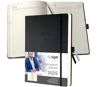 SIGEL C2504 Agenda professionnel 2025, A4+, couverture rigide, noir - Conceptum