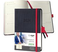 Sigel C2509 Agenda Semainier 2025, A6, Couverture Rigide, Noir, Rouge - Conceptum.[G747]