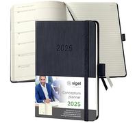 SIGEL C2515 Agenda semainier et carnet 2025, A6, couverture rigide, noir - Conceptum
