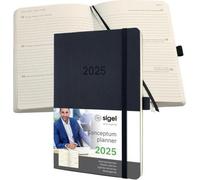SIGEL C2522 Agenda semainier Conceptum 2025 - environ A5 - noir - couverture souple - 2 pages = 1 semaine - 192 p. - PEFC
