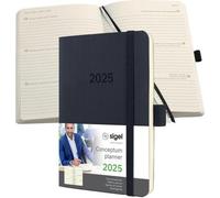SIGEL C2523 Agenda semainier Conceptum 2025 - environ A6 - noir - couverture souple - 2 pages = 1 semaine - 176 p. - PEFC