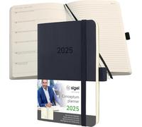 Sigel C2525 Agenda Semainier Et Carnet 2025, A6, Couverture Souple, Noir - Conceptum