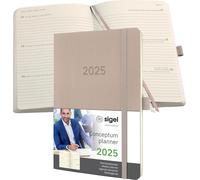 SIGEL C2530 Agenda semainier Conceptum 2025 - environ A5 - taupe - couverture souple - 2 pages = 1 semaine - 192 p. - PEFC