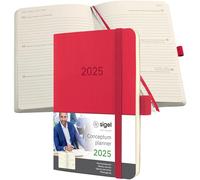 SIGEL C2535 Agenda semainier 2025, A6, couverture souple, rouge - Conceptum