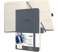 SIGEL C2537 Agenda semainier 2025, A6, couverture souple, gris foncé - Conceptum