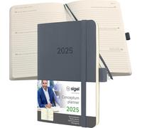 SIGEL C2537 Agenda semainier Conceptum 2025 - environ A6 - gris foncé - couverture souple - 2 pages = 1 semaine - 176 p. - PEFC