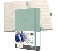 SIGEL C2538 Agenda semainier Conceptum 2025 - environ A5 - vert - couverture souple - 2 pages = 1 semaine - 192 p. - PEFC
