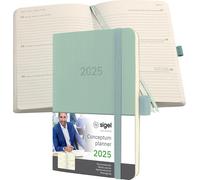 SIGEL C2539 Agenda semainier Conceptum 2025 - environ A6 - vert - couverture souple - 2 pages = 1 semaine - 176 p. - PEFC