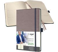 SIGEL C2551 Agenda semainier 2025, motif rétro, A5, couverture rigide, taupe - Conceptum