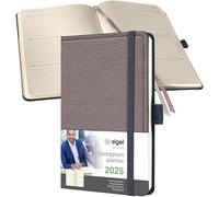 SIGEL C2552 Agenda semainier 2025, motif rétro, A6, couverture rigide, taupe - Conceptum