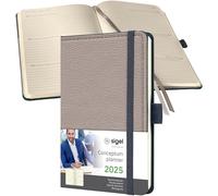 SIGEL C2554 Agenda semainier 2025, motif rétro, A6, couverture rigide, beige - Conceptum