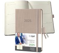 SIGEL C2561 Agenda semainier 2025, A6, couverture rigide, taupe - Conceptum