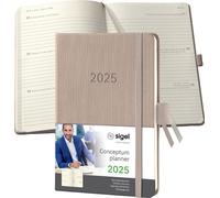 SIGEL C2561 Agenda semainier Conceptum 2025 - environ A6 - taupe - couverture rigide - 2 pages = 1 semaine - 176 p. - PEFC