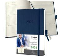 SIGEL C2562 Agenda semainier Conceptum 2025 - environ A5 - bleu foncé - couverture rigide - 2 pages = 1 semaine - 192 p. - PEFC