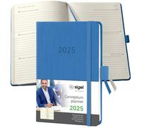SIGEL C2569 Agenda semainier Conceptum 2025 - environ A6 - bleu - couverture rigide - 2 pages = 1 semaine - 176 p. - PEFC