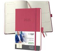 SIGEL C2570 Agenda semainier 2025, A5, couverture rigide, rouge - Conceptum