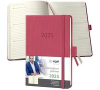 SIGEL C2571 Agenda semainier 2025, A6, couverture rigide, rouge - Conceptum