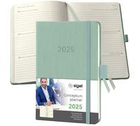 SIGEL C2573 Agenda semainier Conceptum 2025 - environ A6 - vert - couverture rigide - 2 pages = 1 semaine - 176 p. - PEFC