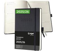 SIGEL C2601 Agenda semainier 2025/2026, A5, couverture rigide | Calendrier, Planificateur, Agenda hebdomadaire, Organisateur, Journal | noir - Conceptum