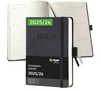 SIGEL C2602 Agenda semainier 2025/2026, A6, couverture rigide | Calendrier, Planificateur, Agenda hebdomadaire, Organisateur, Journal | noir - Conceptum