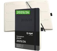 SIGEL C2606 Agenda semainier 2025/2026, A5, couverture souple | Calendrier, Planificateur, Agenda hebdomadaire, Organisateur, Journal | noir - Conceptum