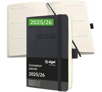 SIGEL C2607 Agenda semainier 2025/2026, A6, couverture souple | Calendrier, Planificateur, Agenda hebdomadaire, Organisateur, Journal | noir - Conceptum
