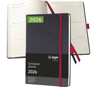 Sigel C2608 Calendrier hebdomadaire Conceptum 2026 Hardcover DIN A5 noir, rouge 1 pc(s) Nombre de pages: 192