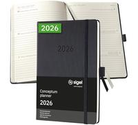 SIGEL C2612 Agenda semainier 2026, A5, couverture rigide | Calendrier, Planificateur, Agenda hebdomadaire, Organisateur, Journal | noir - Conceptum