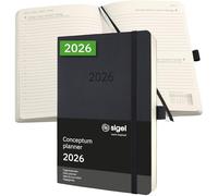 SIGEL C2620 Agenda journalier 2026, A5, couverture souple | Calendrier, Planificateur, Organisateur, Journal | noir - Conceptum