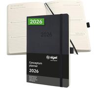 SIGEL C2622 Agenda semainier 2026, A5, couverture souple | Calendrier, Planificateur, Agenda hebdomadaire, Organisateur, Journal | noir - Conceptum
