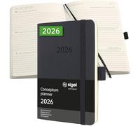 SIGEL C2623 Agenda semainier 2026, A6, couverture souple | Calendrier, Planificateur, Agenda hebdomadaire, Organisateur, Journal | noir - Conceptum