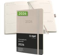 Sigel C2630 Calendrier hebdomadaire Conceptum 2026 Softcover DIN A5 taupe 1 pc(s) Nombre de pages: 192