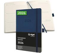 SIGEL C2632 Agenda semainier 2026, A5, couverture souple | Calendrier, Planificateur, Agenda hebdomadaire, Organisateur, Journal | bleu foncé - Conceptum
