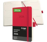 SIGEL C2635 Agenda semainier 2026, A6, couverture souple | Calendrier, Planificateur, Agenda hebdomadaire, Organisateur, Journal | rouge - Conceptum
