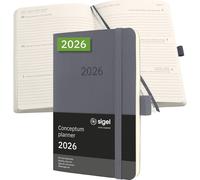 Sigel C2637 Calendrier hebdomadaire Conceptum 2026 Softcover DIN A6 gris foncé 1 pc(s) Nombre de pages: 176